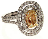 3 CT Natural Fancy Yellow Color VS1 Diamond Ring GIA Certified Oval Cut 18k Gold