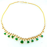 Colombian Emerald Necklace 14K Yellow Gold Natural Estate Diamond Chain $10,000