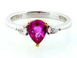 14k Lady's Pear Shape Cut Pink Color Sapphire Diamond Ring 1 CT Retail $2800