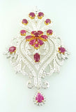 4 CT Necklace Natural Red Ruby Diamond Pendant and Earrings 14K Gold Guinness