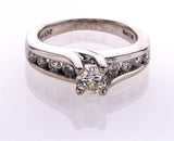 Natural Round Cut Diamond Engagement Ring H Color 0.75 CT 14k White Gold Size 5
