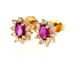0.60 CT Natural Red Color Ruby Oval Cut Diamond Stud Earrings GAL Certified