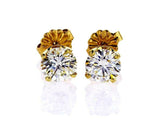 Diamond Stud Earrings 1.41 CT Natural Round Cut 14k Yellow Gold GIA Certified