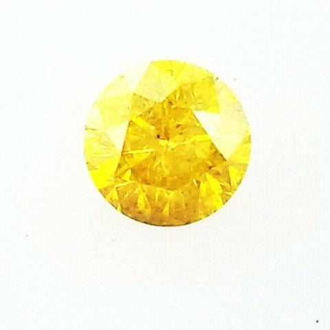 Fancy Vivid Yellow Color 0.41 Carats I1 Natural Round Brilliant Loose Diamond