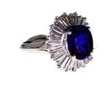 Oval Cut Blue Sapphire Diamond Ring 7.66 CT GAL Certified 14k White Gold Lady's