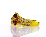 Red Ruby and Diamond Ring 0.50 CTW  Natural 14k Yellow Gold Vintage Women's