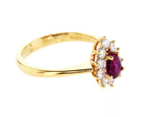 Red Ruby Diamond Engagement Ring Pear Cut 1.25 CT Certified 18k Yellow Gold