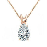 0.50 CTW Diamond Solitaire Pendant Pear Cut Solid 14k White Gold Necklace VS2