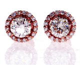 1 CT Diamond Studs Earrings 14K Rose Gold  GIA Certified Natural Round Cut