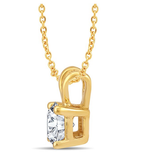 Diamond Pendant 0.40 CT 18" Necklace Women's Round G Color SI1 14k Yellow Gold