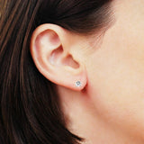 Diamond Studs Earrings Natural Round Cut 0.80 CTW 14k White Gold Push Back 4.7MM