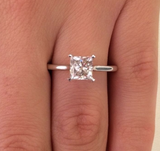 Solitaire Diamond Engagement Ring Princess Cut 14k White Gold 0.70 CT Certified
