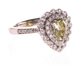 1.5CT Diamond Ring Natural Fancy Chameleon Color Pear Cut SI1 GIA Certified