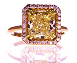 4.5CT Natural Diamond Engagement Ring GIA Certified Fancy PINK Yellow Rose Gold