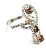 Beautiful Cocktail Diamond Ring 18k Gold 1.25 CT Natural Fancy Chocolate Color