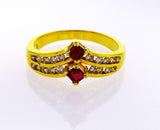 Red Ruby and Diamond Ring 0.50 CTW  Natural 14k Yellow Gold Vintage Women's