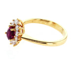 Red Ruby Diamond Engagement Ring Pear Cut 1.25 CT Certified 18k Yellow Gold