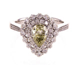 1.5CT Diamond Ring Natural Fancy Chameleon Color Pear Cut SI1 GIA Certified
