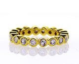 1CT Diamond Band Ring Round Cut G-H SI1 14K Yellow Gold Infinity Bezel