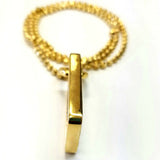 Diamond Gold Bar Necklace 14K Yellow Gold Princess Cut Tag Pendant 14.50 CTW