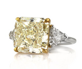 Huge 7CT Fancy Yellow Radiant Cut Natural Diamond Engagement Ring GIA Certified