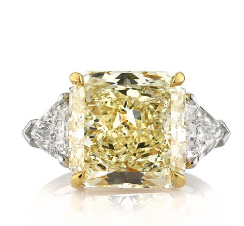 Huge 7CT Fancy Yellow Radiant Cut Natural Diamond Engagement Ring GIA Certified