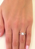 Solitaire Diamond Engagement Ring Princess Cut 14k White Gold 0.70 CT Certified
