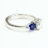 1.20 CT H Color SI1 Natural Diamond and Sapphire Engagement Ring Round Cut