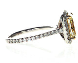 Diamond Ring 3.72 CT VVS1 Radiant Cut Natural Fancy Yellow Color GIA Certified