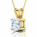 Diamond Pendant 0.40 CT 18" Necklace Women's Round G Color SI1 14k Yellow Gold