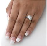 3.50 CTW Diamond Halo Ring G VVS2 18K Gold GIA Certified Natural Round Cut