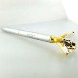 Modern PEN with Diamond Crystal Head Silver and Gold High Quality Metal