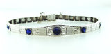 Bracelet Antique Vintage 18K White Gold 1.30CTNatural  Blue Sapphires Art Deco
