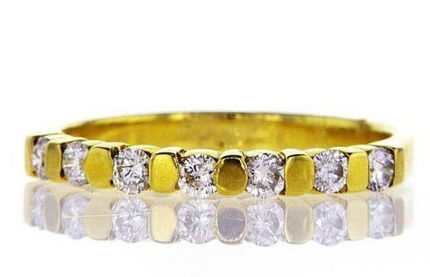 14K Yellow Gold Diamond Ring Entirely Band Natural Round Cut 0.32CT G SI1 Size 6