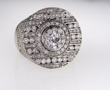 Men's Ice Natural Diamond Ring 6.75 CT F Color SI2 Clarity 14k White Gold