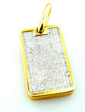 Diamond Gold Bar Necklace 14K Yellow Gold Princess Cut Tag Pendant 14.50 CTW