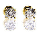 1.5 CT VVS2 Diamond Studs Earrings Yellow Gold Screw Back Natural Round Cut GIA