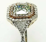 3CT Rare Natural Fancy GREEN PINK Color 18K Gold Diamond Ring GIA Certified