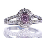 1.39 CT Natural Fancy Purplish Pink Color Diamond Ring GIA Certified Oval Cut