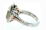 Rare Natural Fancy Green Pear Cut 18k Gold Diamond Ring GIA Certified 3.40 CTW