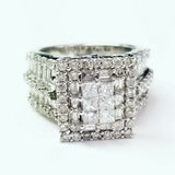 Diamond Ring 2.50 CTW F Color SI2 Clarity 14k White Gold Princess Cut Size 7.5
