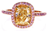 2.50CT Engagement Ring Natural Diamond Fancy Yellow Pink Rose Gold GIA Certified