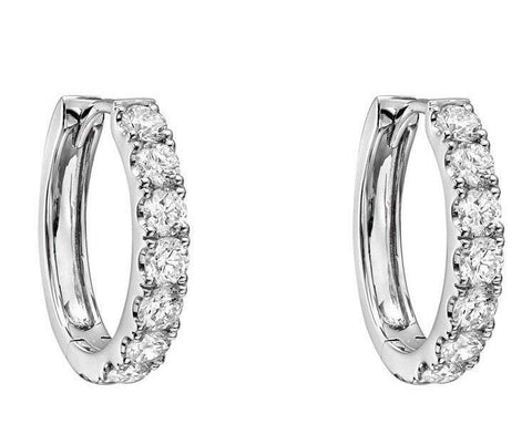 Diamond Hoop Earrings 14k White Gold Genuine Diamonds 0.80 CTW G-H Color