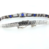 Bracelet Antique Vintage 18K White Gold 1.30CTNatural  Blue Sapphires Art Deco