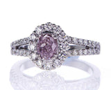 1.39 CT Natural Fancy Purplish Pink Color Diamond Ring GIA Certified Oval Cut