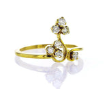 Diamond Ring 18K Yellow Gold 0.29 CT H / VS2  Natural Round Cut Dainty Flower