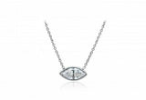 0.75 CTW Marquise Cut 14k White Gold Floating Solitaire Evil Eye Pendant 18"