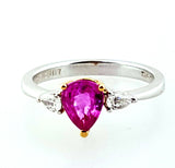 14k Lady's Pear Shape Cut Pink Color Sapphire Diamond Ring 1 CT Retail $2800
