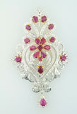 4 CT Necklace Natural Red Ruby Diamond Pendant and Earrings 14K Gold Guinness