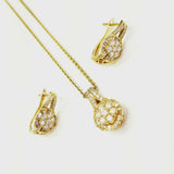 3.05 CTW Diamond Jewelry Set Natural 18k Yellow Gold Earrings, Necklace and Ring